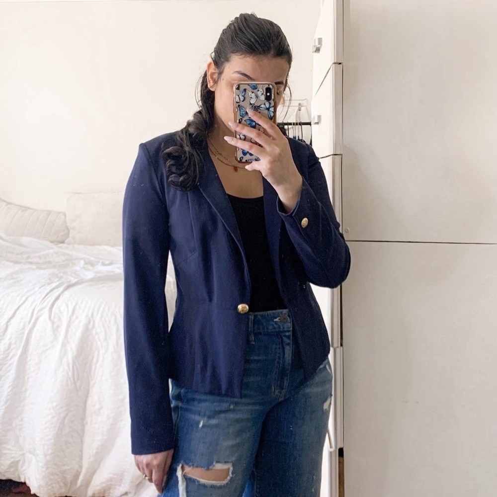 INC International Concepts navy blue light weight blazer size small